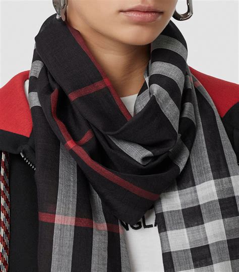 burberry castleford light weight check scarf|Check Wool Silk Scarf in Stone .